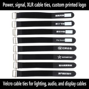 Audiovisual equipment cable ties with custom logo printing