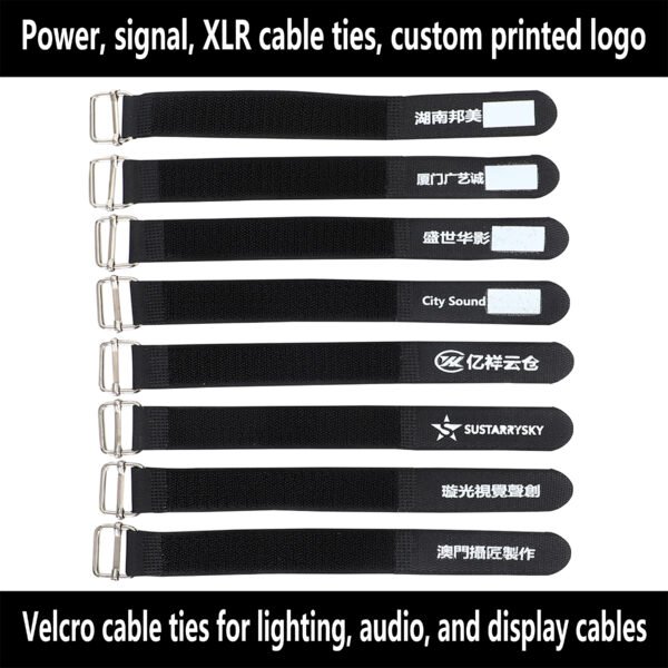 Audiovisual equipment cable ties with custom logo printing